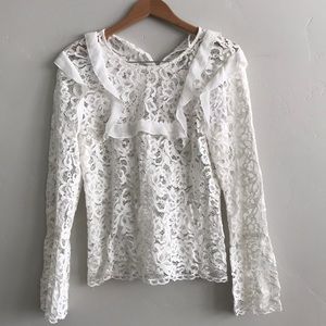 WAYF lace sheer top with bell sleeves